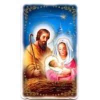 Heiligenbildchen mit Glitzer Heilige Familie Weihnachten 10,6 x 6,4 cm