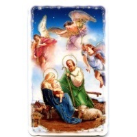 Heiligenbildchen mit Glitzer Heilige Familie Engel Weihnachten 10,6 x 6,4 cm
