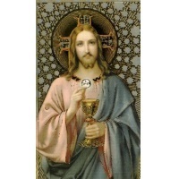 Heiligenbildchen mit goldener Verzierung Heilige Kommunion 12 x 7 cm
