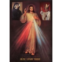 Heiligenbild Barmherziger Jesus Faustyna JP II. Postkartenformat