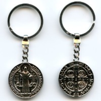 Exklusiver Schlüsselanhänger Benediktus aus 925 Sterling Silber Länge 8 cm