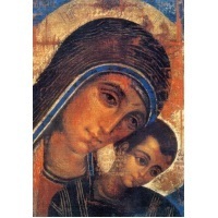Heiligenbild Heilige Mutter Gottes mit Jesus Ikone Postkartenformat