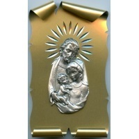Heilige Familie Metallbild Gold/Silber Höhe ca. 15 cm