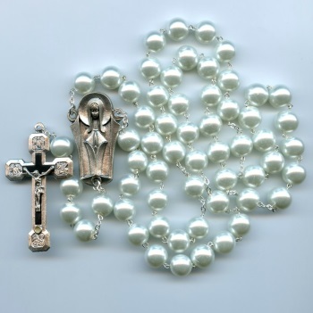 Großer Exklusiver Rosenkranz Perle Silber Umfang 90 cm