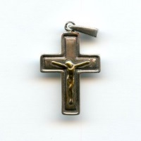 Klassisches Kreuz 925 Silber mit vergoldetem Korpus Christi Höhe 29 mm