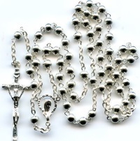 Exklusiver Rosenkranz Delikate runde Perlen 925 Silber Umfang 43 cm