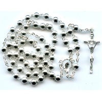 Exklusiver Rosenkranz Runde Perlen 925 Sterlingsilber Massiv Umfang ca. 50 cm