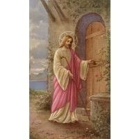 Heiligenbildchen Jesus klopft an der Tür 12 x 7 cm