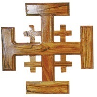 Jerusalem Kreuz aus Olivenholz aus dem Heiligen Land Höhe 16 cm