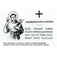 Segensspruch des heiligen Antonius - Exorzismus auf Stück Leinen 9,5 x 6,5 cm Geweiht