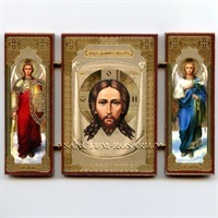 Holzbild Triptychon Jesus Erzengel Michael und Gabriel ca. 12,5 x 8,5 cm