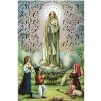 Heiligenbild U.L. Frau von Fatima mit gold. Verzierung Postkartenformat