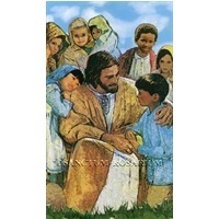 Heiligenbildchen Jesus mit Kindern 12 x 7 cm