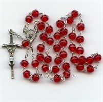 Rosenkranz zum Kostbaren Blut Christi 6 x 5 Glasperlen Rot Umfang 40 cm