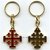 Schlüsselanhänger Jerusalemkreuz Metall Golden Rot Länge 9 cm