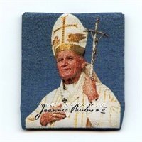 Rosenkranz Etui Täschchen Gewebt Heiliger Johannes Paul II. ca. 7 x 5 cm