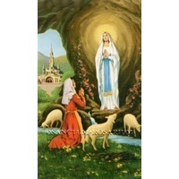 Heiligenbildchen Unsere liebe Frau von Lourdes und Hl. Bernadette 12 x 7 cm
