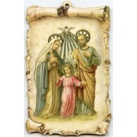 Holzbild mit Goldverzierung Heilige Familie ca. 15 x 9 cm