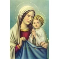 Heiligenbild Heilige Maria Mutter Gottes mit Jesuskind Postkartenformat