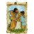 Holzbild mit Goldverzierung Jesus mit Kindern ca. 15 x 9 cm