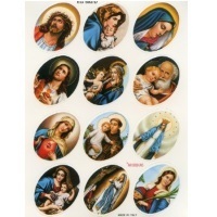 Religiöse Aufkleber Jesus Maria Heilige 12 ovale Aufkleber