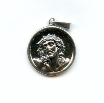 Große Medaille Antlitz Christi in Dornenkrone 925 Sterling Silber 25 mm