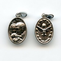 Heilige Familie und Heiliger Geist Medaille 925 Sterling Silber 23 mm