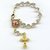 Zehner-Rosenkranz mit Verschluss Christophorus Herz Jesu Glasperle Durchsichtig Golden 13 cm