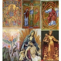 6 Alte Bildchen Jesus, Maria, Engel Antiquariat