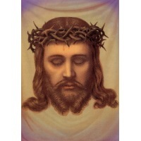 Heiligenbild Antlitz Christi in Dornenkrone Postkartenformat