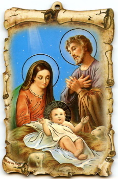 Holzbild Heilige Familie Weihnachten 15 x 9 cm