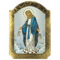 Kleine Holz Ikone mit Goldschicht Immaculata Gnadenspenderin 7,5 cm
