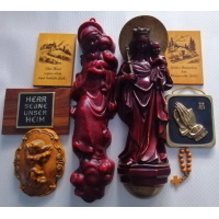 Alte Devotionalien 2 Marienfiguren Bilder Rosenkränzlein Antiquariat