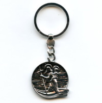 Exklusiver Schlüsselanhänger Christophorus aus 925 Sterling Silber Länge 8 cm