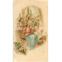 Antikes Bildchen Maria mit Jesuskind Engel Antiquariat