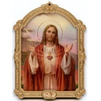 Holzbild Herz Jesu 14 x 10,5 cm