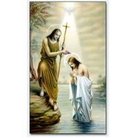 Heiligenbildchen Taufe Jesu ca. 10 x 6 cm