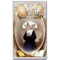 Heiligenbildchen Heilige Katharina Laboure und wunderbare Medaille  ca. 10 x 6 cm
