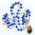 St. Josef Rosenkränzlein 15 x 3 Perlen Kristall Blau Weiß Umfang ca. 80 cm