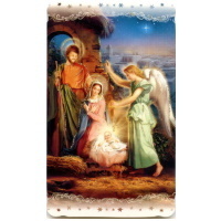 Heiligenbildchen mit Glitzer Weihnachten Jesu Engel Maria Josef 10 x 6 cm