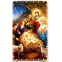 Heiligenbildchen mit Glitzer Weihnachten Jesus Maria und Josef Hirten 10 x 6 cm