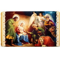 Heiligenbildchen mit Glitzer Weihnachten Drei Könige Jesus Maria Josef 10 x 6 cm