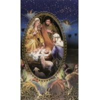 Heiligenbildchen mit goldener Verzierung Weihnachten Heilige Familie 12 x 7 cm